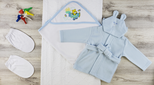 Bambini Hooded Towel, Wash Mittens and Robe