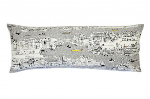 Homeroots Home Decor Venice Daylight Skyline Lumbar Decorative Pillow, White, 35 Inches