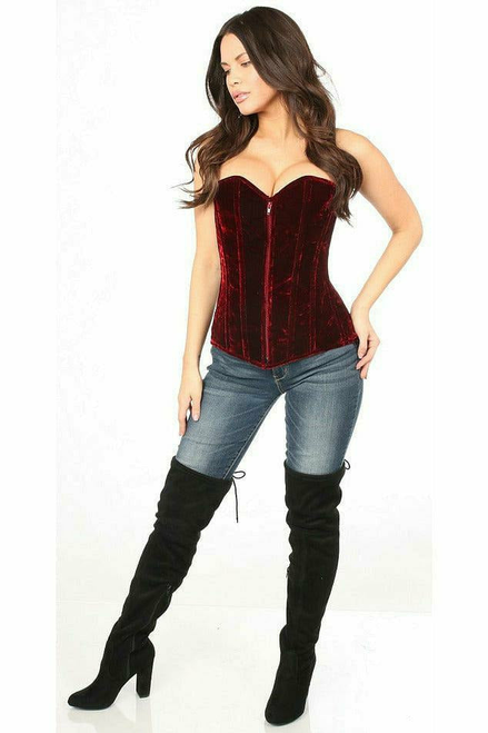 Lavish Crushed Velvet Overbust Corset