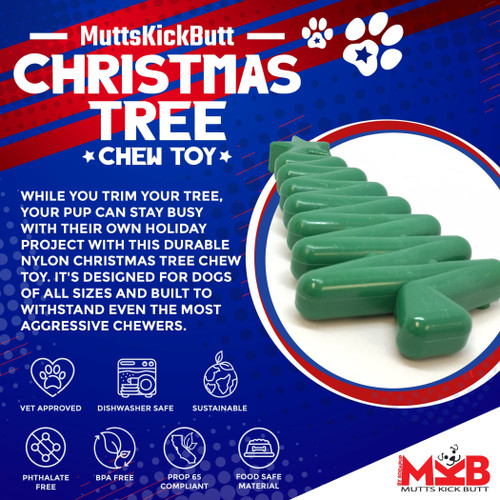 Christmas Tree Nylon Dog Chew Toy for Aggressive Chewers  & FDA Compliant