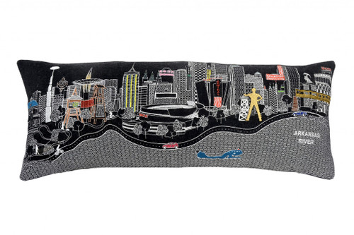 Homeroots Home Decor Tulsa Nighttime Skyline Lumbar Decorative Pillow, Black, 35 Inches