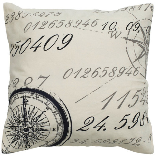 Homeroots Home Decor Black and Ivory Classic Nautical Down Throw Pillow, 18 x 18 Inches