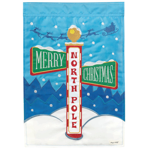 North Pole Merry Christmas Double Applique Garden Flag