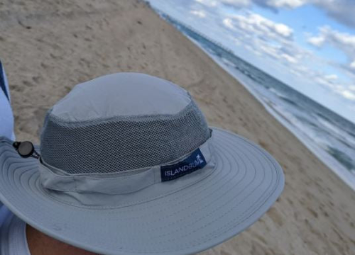 Island Bum Bora Hat - Blue/Grey w/old world flag inside