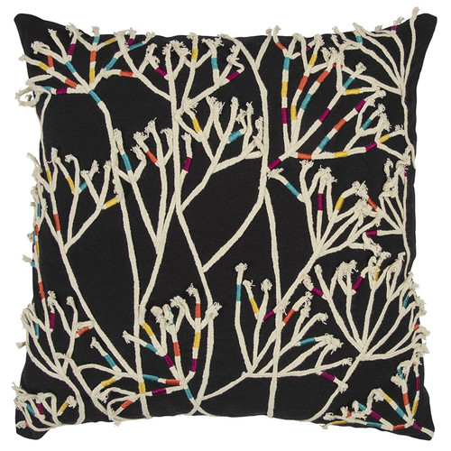 Homeroots Home Decor Black Cream Impressionistic Branch Throw Pillow, Black Cream, 20 x 20 Inches