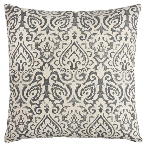 Homeroots Home Decor Gray White Distressed Damask Throw Pillow, Gray White, 22 x 22 Inches