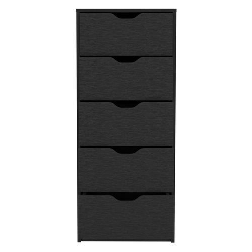18" Black Five Drawer Standard Chest