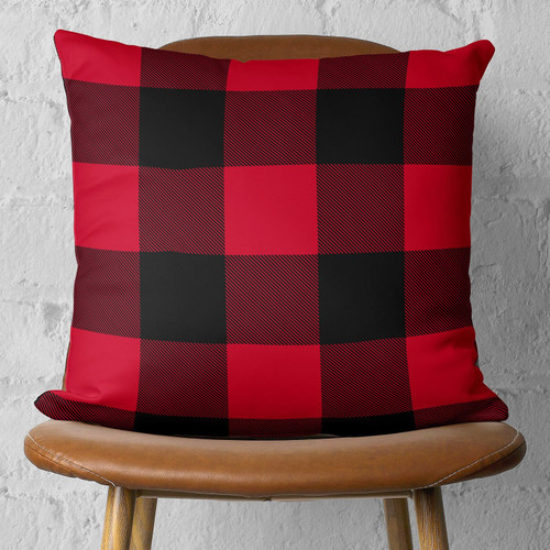 Homeroots Home Decor Red and Black Buffalo Plaid Throw Pillow, 18 x 18 Inches