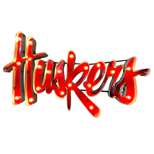 University of Nebraska "Huskers" Lighted Recycled Metal Wall Decor