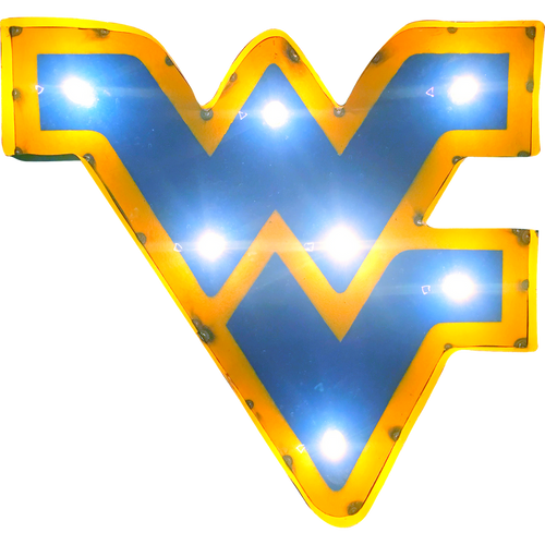 West Virginia University "WV" Lighted Recycled Metal Wall Decor