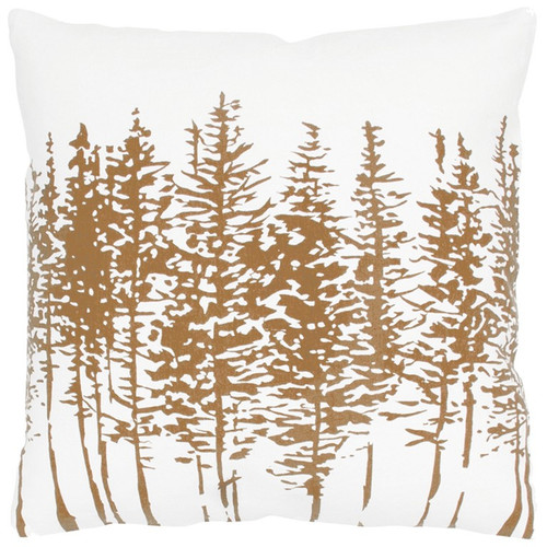 Homeroots Brown Ivory Grove of Trees Down Throw Pillow, 18 x 18 Inches
