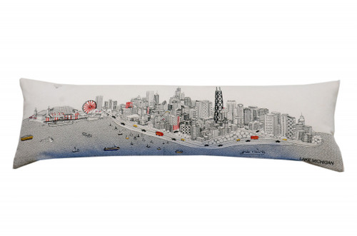 Homeroots Home Decor Chicago Daylight Skyline Lumbar Decorative Pillow, White, 45 Inches