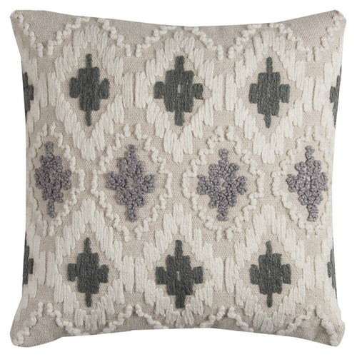 Homeroots Home Decor Gray Beige Classic Ikat Pattern Throw Pillow, Gray Beige, 20 x 20 Inches