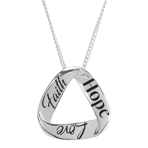Faith Hope Love Triangle Mobius Necklace