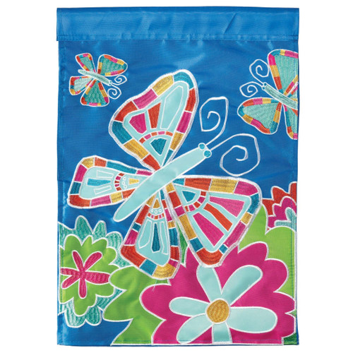 Mosaic Butterfly Garden Flag 