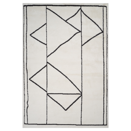 4' X 6' Ivory And Black Geometric Area Rug