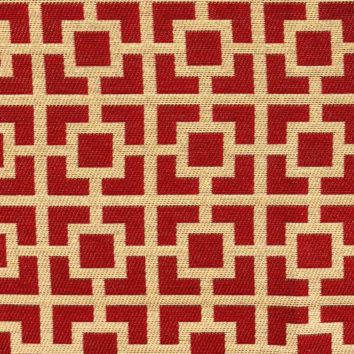 Plutus Crimson Square Red and Beige Luxury Throw Pillow