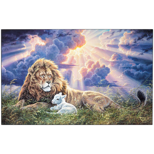 Wall Plaque Lion Lamb Peace 