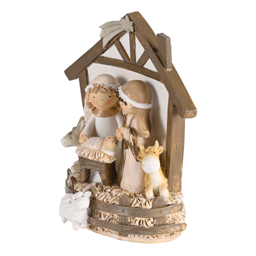 Nativity Holy Family Animals Star 6.75H