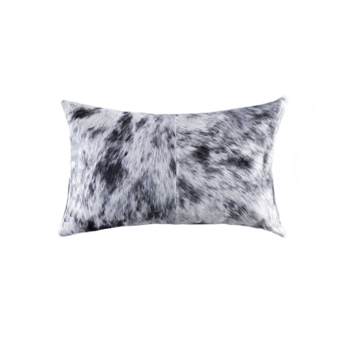 Homeroots Home Decor 18 X 18 X 5 Inches Salt and Pepper Black and White Cowhide Pillow