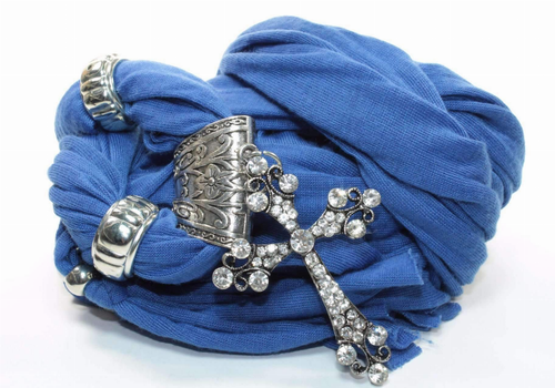 Nautical Blue Cross Pendant Scarf