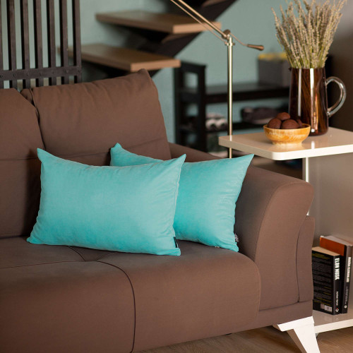 Homeroots Home Decor Set Of 2 Turquoise Modern Lumbar Throw Pillows