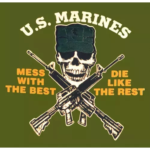 US Marines-Mess With Best T-Shirt Olive Drab