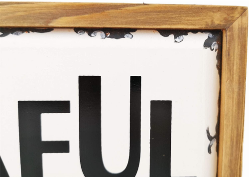 Thankful Enamel Surface Decorative Shelf Sitter Inspirational Wood Block Sign Table Top Decor Plaque 10 x 2 x 3.75 inches (Natural Wood- Thankful)