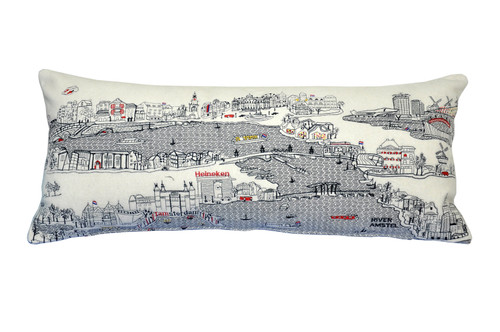 Homeroots Home Decor Amsterdam Daylight Skyline Lumbar Decorative Pillow, White, 35 Inches