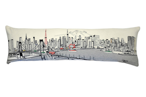 Homeroots Home Decor Tokyo Daylight Skyline Lumbar Decorative Pillow, White, 45 Inches
