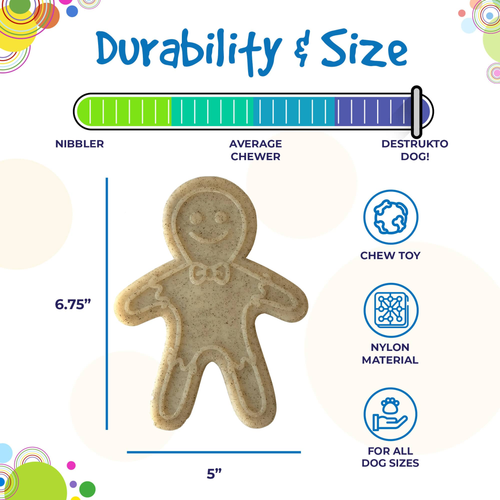 Gingerbread Man Nylon Dog Chew Toy for Aggressive Chewers 