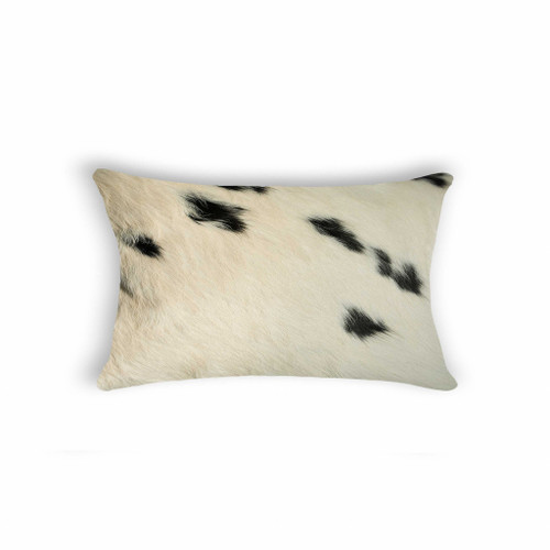 Homeroots Home Decor 12 X 20 X 5 Inches White and Black Cowhide Pillow