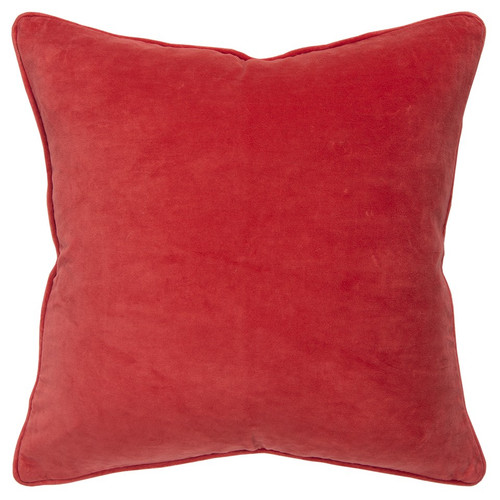 Homeroots Red Solid Luxurious Modern Throw Pillow, Red, 20 x 20 Inches