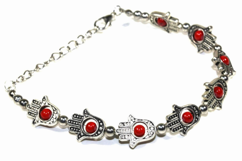 Hamsa Hands & Vibrant Bead Bracelet