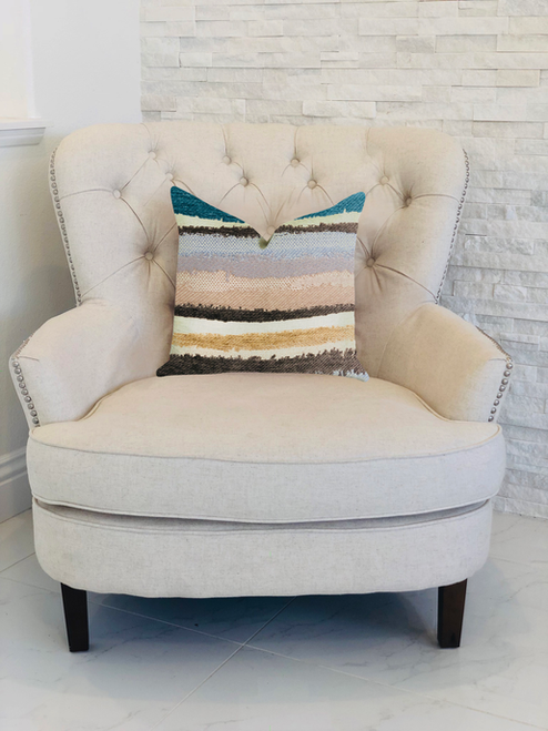 Plutus Blue Stone River Sand Multi Color Luxury Throw Pillow