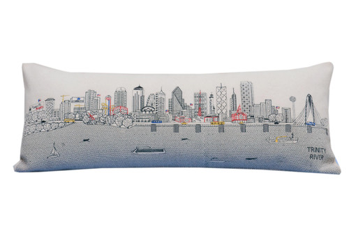 Homeroots Home Decor Dallas Daylight Skyline Lumbar Decorative Pillow, White, 35 Inches