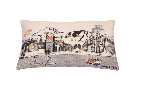 Homeroots Home Decor Jackson Daylight Skyline Lumbar Decorative Pillow, White, 24 Inches
