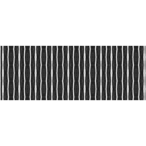 2' X 5' Black And White Modern Stripe Printed Vinyl Area Rug with UV Protection