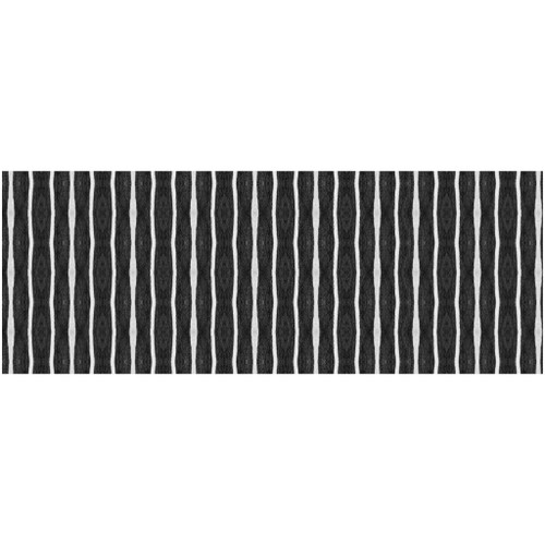 2' X 5' Black And White Modern Stripe Printed Vinyl Area Rug with UV Protection