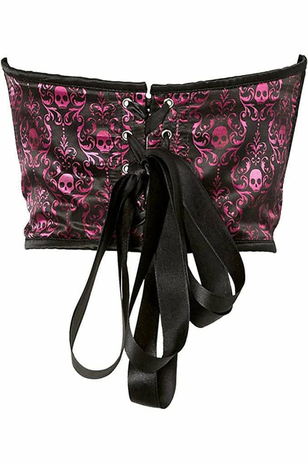 Lavish Skull Satin Open Cup Waist Cincher
