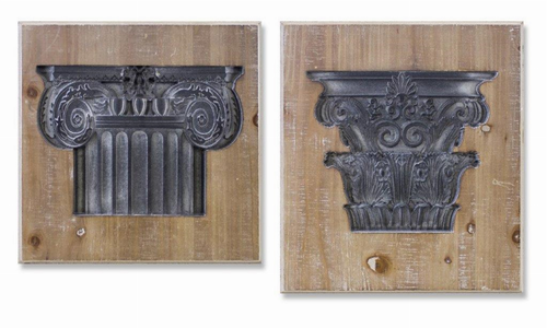 Wall Plaque (Set of 2) 14"SQ, 14"W x 15.75"H Wood/MDF