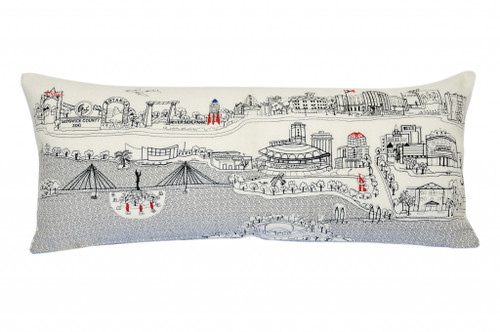 Homeroots Home Decor Wichita Daylight Skyline Lumbar Decorative Pillow, White, 35 Inches