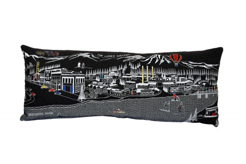 Homeroots Home Decor Bend Nighttime Skyline Lumbar Decorative Pillow, Black, 35 Inches