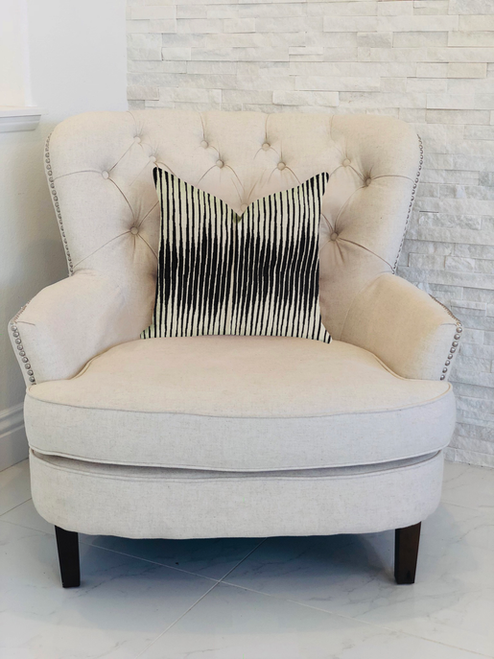 Plutus Black Crystal Luxury Throw Pillow in Black and Beige Tones