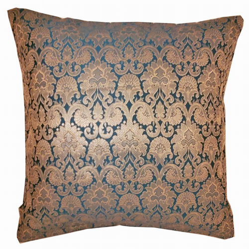 Silk Jacquard Cotton Back Teal Cushion Cover Home Accent Furnishing - 16" x 16"