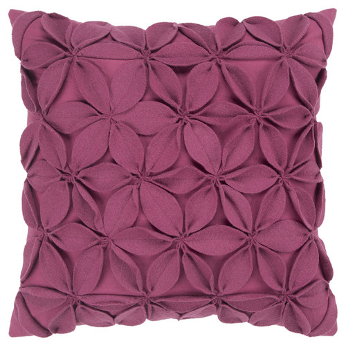Homeroots Home Decor Magenta Plum Pinwheel Floral Down Throw Pillow, Magenta Plum, 18 x 18 Inches