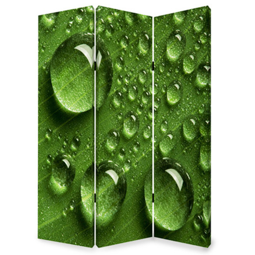 72" Green Canvas Folding Three Panel Screen Room Divider