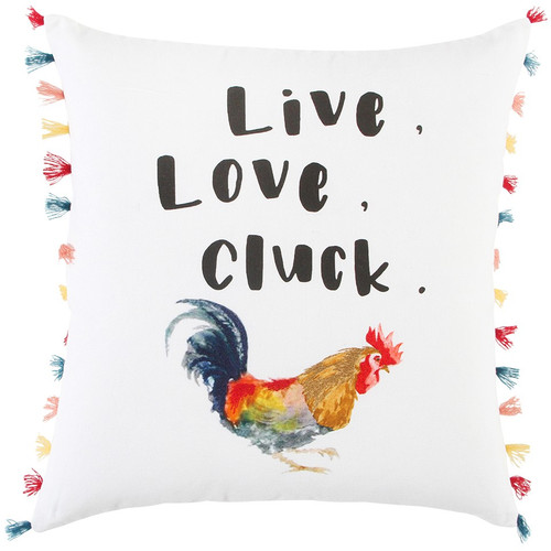 Homeroots Home Decor White Chicken Love Modern Throw Pillow, White, 20 x 20 Inches