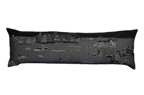 Homeroots Home Decor Hawaii Nighttime Skyline Lumbar Decorative Pillow, Black, 45 Inches