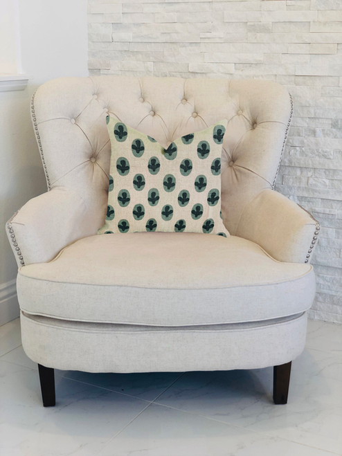 Plutus Cacti Pear in Green and Beige Color Luxury Throw Pillow